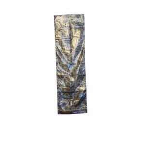 Women's Silver Metallic Floral Scarf Purple Blue Gold Paisley Neck Wrap 36x12